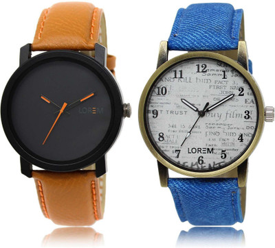 

LOREM SR-20-28 Attractive White & Black Round Boy's Leather Watch - For Men
