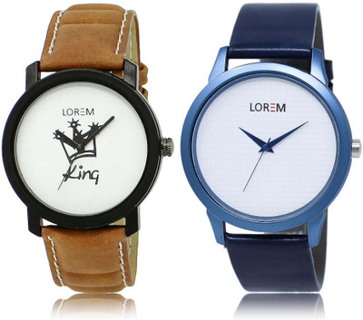 

LOREM SR-18-33 Attractive White Round Boy's Leather Watch - For Men