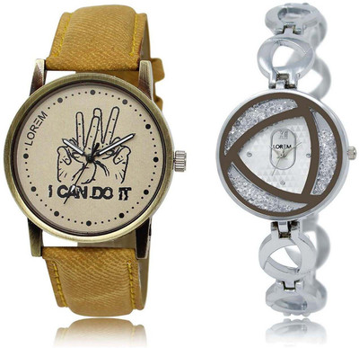 

LOREM OM-30-240 Designer Silver & Grey Round Boy's & Girl's Metal Bracelet & Leather Watch - For Men & Women