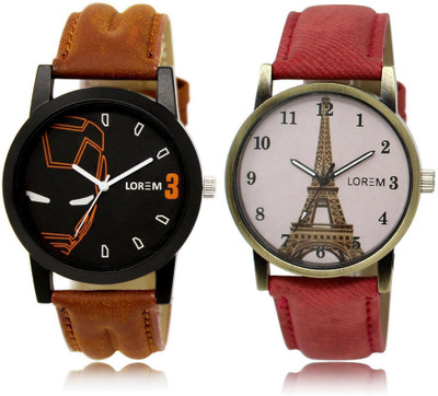 

LOREM Watch-4-230 COMBO White & Black Round Boy's & Girl's Leather Watch - For Men & Women