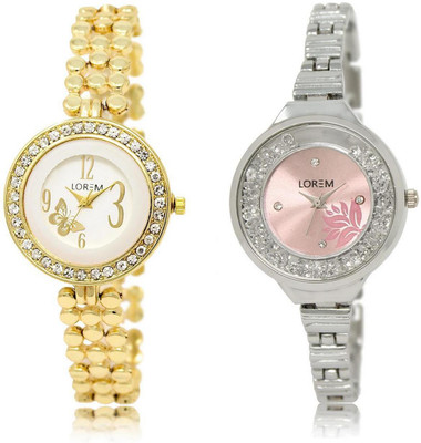 

LOREM watch203-226 COMBO Multicolor Round Girl's Metal Bracelet Watch - For Women