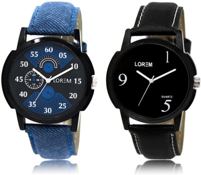 

LOREM watch-2-6 COMBO Black Round Boy's Leather Watch - For Men