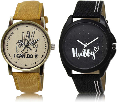 

LOREM SR-30-31 Attractive Black & Grey Round Boy's Leather Watch - For Men