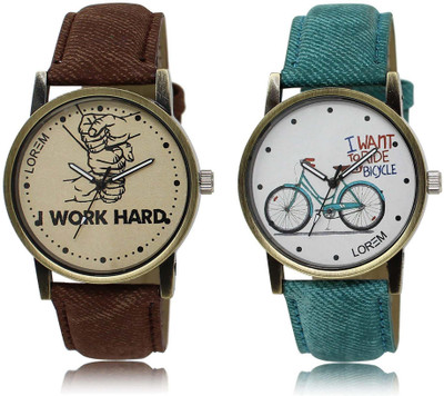 

LOREM OM-29-229 Designer White & Grey Round Boy's & Girl's Leather Watch - For Men & Women