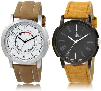 

LOREM watch 17-19 Designer Black & White Round Boy's Leather Watch - For Men