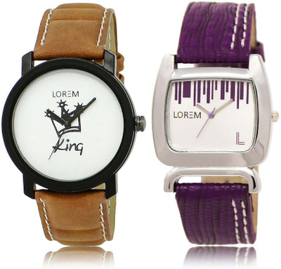 

LOREM watch18-207 Attractive White Round Boy's & Girl's Leather Watch - For Men & Women