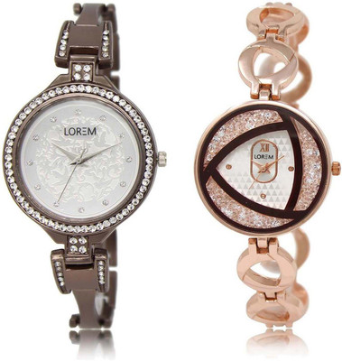 

LOREM 236-238 Attractive White Round Girl's Metal Bracelet Watch - For Women