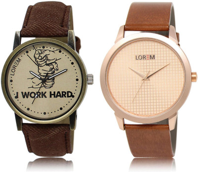 

LOREM FZ-29-34 COMBO Rose Gold & Grey Round Boy's Leather Watch - For Men