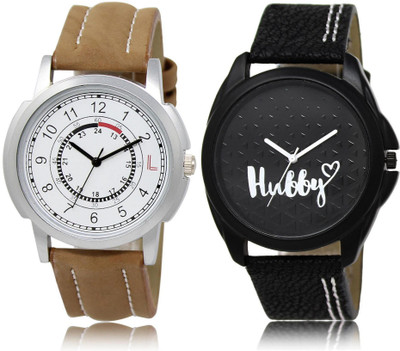 

LOREM watch-17-31 COMBO Black & White Round Boy's Leather Watch - For Men