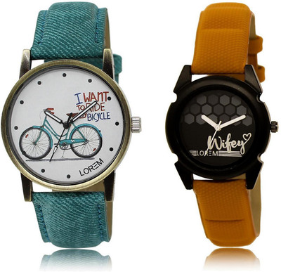 

LOREM WATCH229-235 COMBO Black & White Round Girl's Leather Watch - For Women