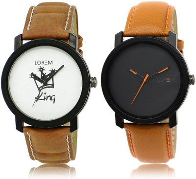 

LOREM FZ-18-20 COMBO Black & White Round Boy's Leather Watch - For Men