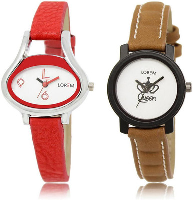 LOREM watch White Round & Oval Girl's Leather Watch - For Women