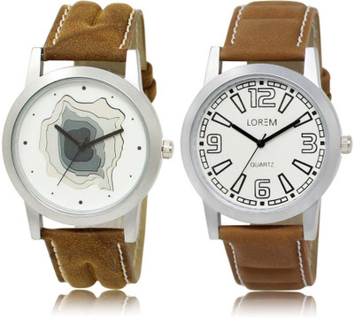 

LOREM Watch-9-15 Designer White Round Boy's Leather Watch - For Men