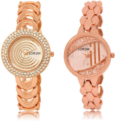 

LOREM Watch-202-222 COMBO Multicolor Round Girl's Metal Bracelet Watch - For Women