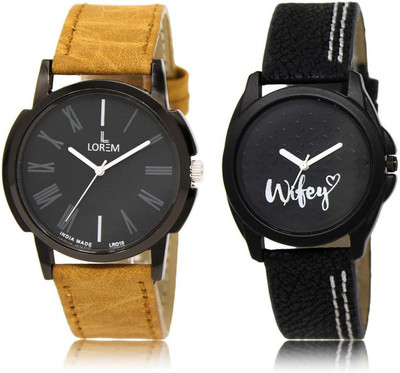 

LOREM SR-19-234 Attractive Black Round Boy's & Girl's Leather Watch - For Men & Women