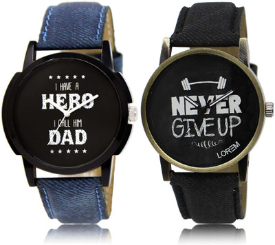 

LOREM Watch-7-27 Designer Black Round Boy's Leather Watch - For Men