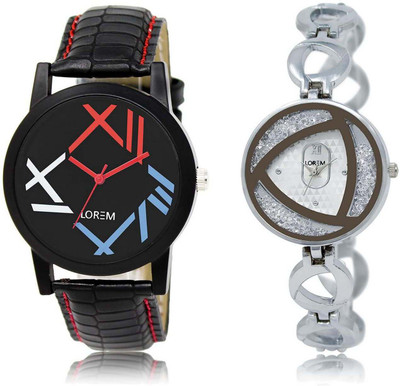 

LOREM SR-12-240 Attractive Multicolor Round Boy's & Girl's Metal Bracelet & Leather Watch - For Men & Women