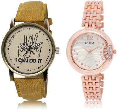 

LOREM OM-30-228 Designer Silver & Grey Round Boy's & Girl's Metal Bracelet & Leather Watch - For Men & Women