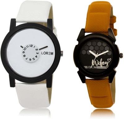 

LOREM watch-26-235 Designer Black & White Round Boy's & Girl's Leather Watch - For Men & Women