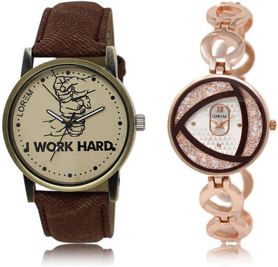 

LOREM SR-29-238 Attractive Silver & Grey Round Boy's & Girl's Metal Bracelet & Leather Watch - For Men & Women