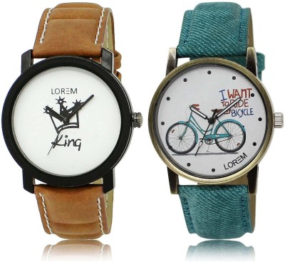 

LOREM SR-18-229 Attractive White Round Boy's & Girl's Leather Watch - For Men & Women