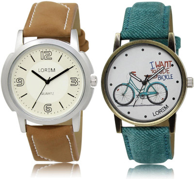

LOREM watch16-229 COMBO White Round Boy's & Girl's Leather Watch - For Men & Women