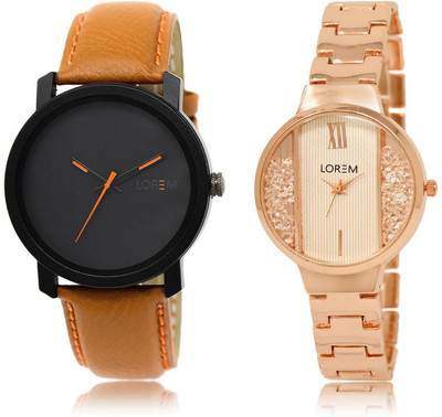 

LOREM FZ-20-217 COMBO White & Black Round Boy's & Girl's Metal Bracelet & Leather Watch - For Men & Women