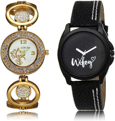 

LOREM Watch-204-234 Designer Multicolor Round Girl's Leather & Metal Bracelet Watch - For Men & Women
