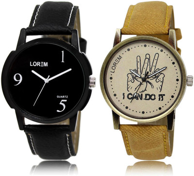 

LOREM Watch-6-30 COMBO Grey & Black Round Boy's Leather Watch - For Men