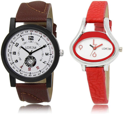 

LOREM Watch-11-206 COMBO Multicolor Oval & Round Boy's & Girl's Leather Watch - For Men & Women