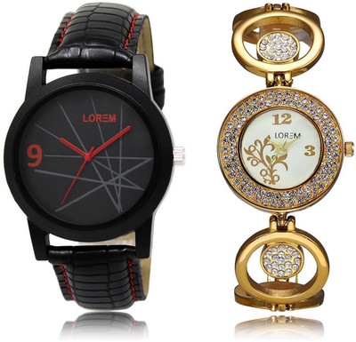 

LOREM WATCH8-204 COMBO Multicolor Round Boy's & Girl's Metal Bracelet & Leather Watch - For Men & Women