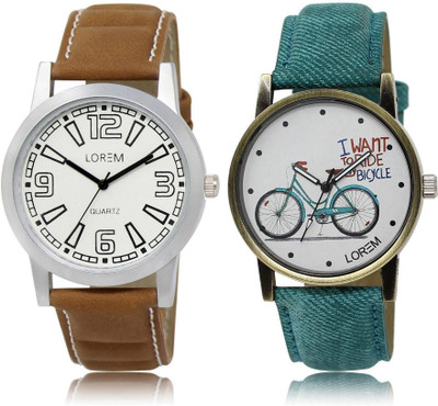 

LOREM watch15-229 COMBO White Round Boy's & Girl's Leather Watch - For Men & Women
