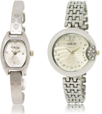 

LOREM SR-219-227 Attractive White Round & Contemporary Girl's Metal Bracelet Watch - For Women