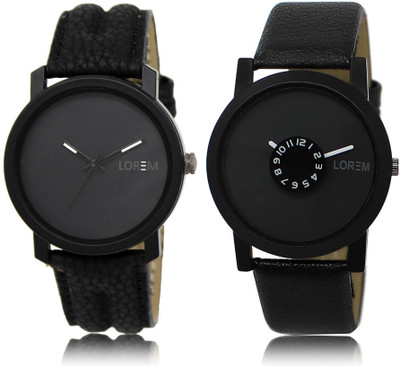 

LOREM Watch-21-25 COMBO Black Round Boy's Leather Watch - For Men