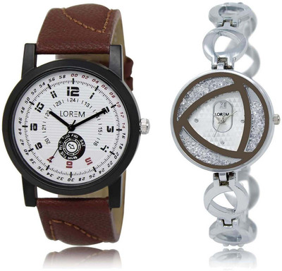

LOREM OM-11-240 Designer Multicolor Round Boy's & Girl's Metal Bracelet & Leather Watch - For Men & Women