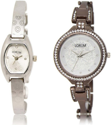 

LOREM SR-219-236 Attractive White Round & Contemporary Girl's Metal Bracelet Watch - For Women
