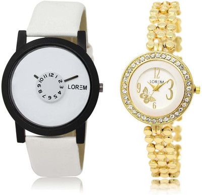 

LOREM SR-26-203 Attractive Multicolor Round Boy's & Girl's Metal Bracelet & Leather Watch - For Men & Women