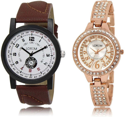 

LOREM OM-11-216 Designer Multicolor Round Boy's & Girl's Metal Bracelet & Leather Watch - For Men & Women