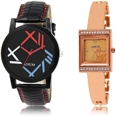 

LOREM watch12-220 Designer Multicolor Square & Round Boy's & Girl's Metal Bracelet & Leather Watch - For Men & Women