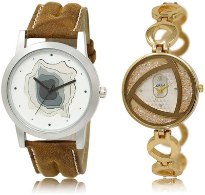 

LOREM SR-9-239 Attractive Silver & White Round Boy's & Girl's Metal Bracelet & Leather Watch - For Men & Women