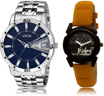 

LOREM watch102-235 Designer Black & Blue Round Boy's & Girl's Leather & Metal Bracelet Hybrid Watch - For Men & Women