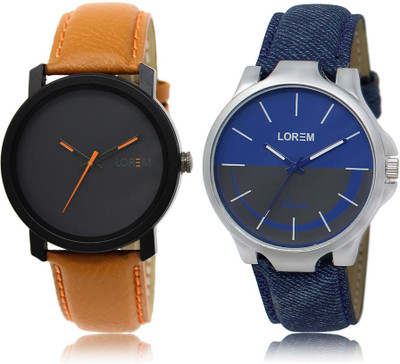 

LOREM watch20-24 Designer Blue & Black Round Boy's Leather Watch - For Men