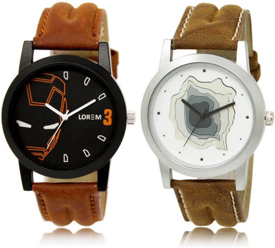 

LOREM FZ-4-9 COMBO White & Black Round Boy's Leather Watch - For Men