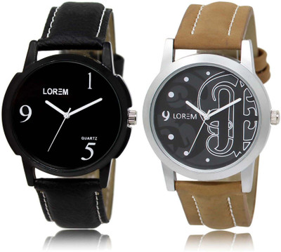 

LOREM watch-6-14 Designer Black Round Boy's Leather Watch - For Men