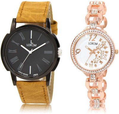 

LOREM watch 19-210 Designer White & Black Round Boy's & Girl's Metal Bracelet & Leather Watch - For Men & Women