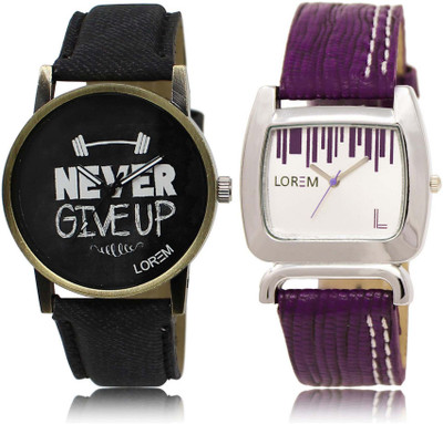 

LOREM watch 27-207 Designer White & Black Round Boy's & Girl's Leather Watch - For Men & Women