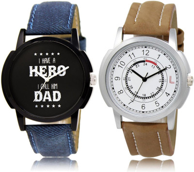 

LOREM watch7-17 COMBO White & Black Round Boy's Leather Watch - For Men