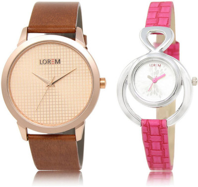 

LOREM watch34-205 COMBO Silver & Rose Gold Round Boy's & Girl's Leather Watch - For Men & Women