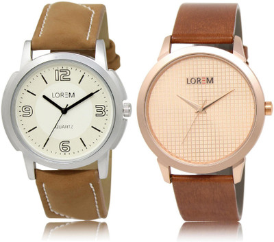 

LOREM WATCH16-34 COMBO Rose Gold & White Round Boy's Leather Watch - For Men