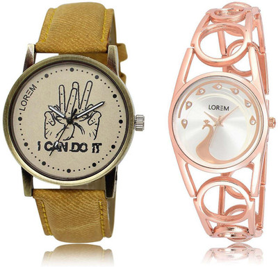 

LOREM SR-30-232 Attractive Silver & Grey Round Boy's & Girl's Metal Bracelet & Leather Watch - For Men & Women